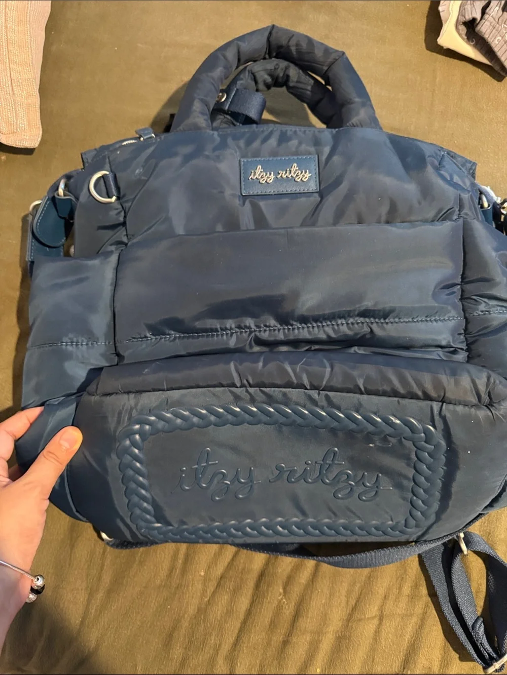 Itzy Ritzy Navy Quilted Tote Diaper Bag